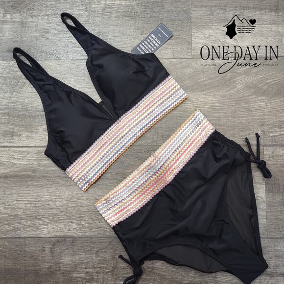 Blooming Jelly V Front High Waist Bikini Swimsuit Size M - Picture 2 of 6